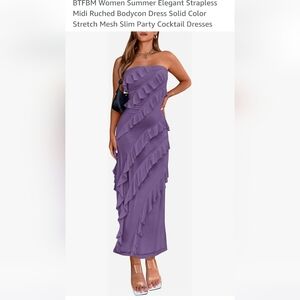 Women's Summer Strapless Purple Dress